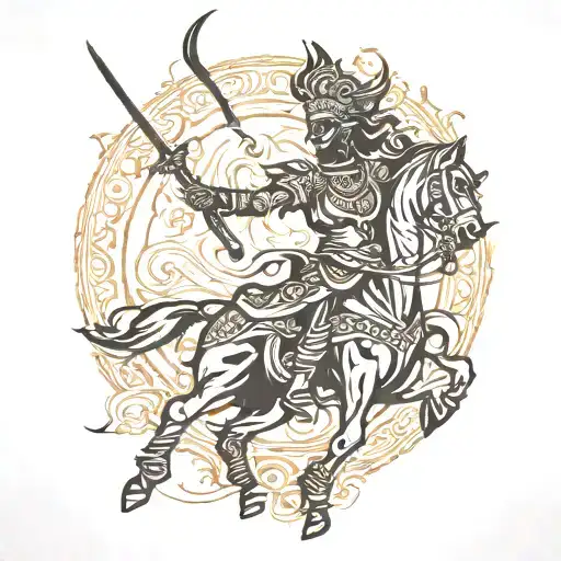 The silhouette of a warrior: Inspired by historical Indian warriors like Rani Lakshmi Bai or Chhatrapati Shivaji Maharaj tattoo design idea