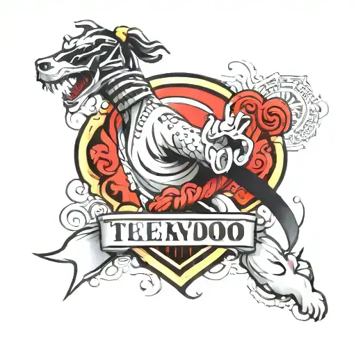taekwondo black belt wrapped tattoo design idea