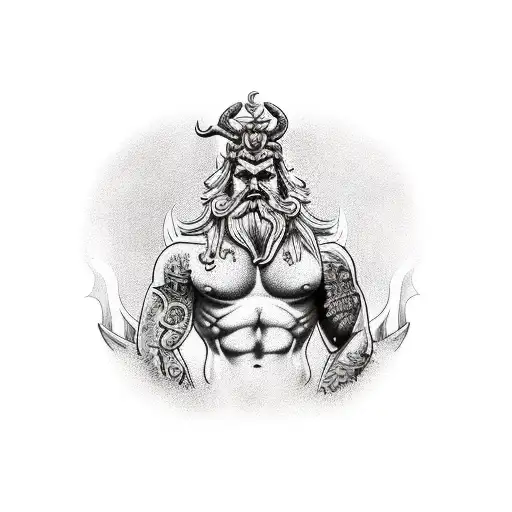 full arm sleeve tattoo with Zeus, hades, ares, Poseidon  tattoo design idea