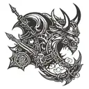 Incorporate elements from Magic the Gathering into a Viking-inspired tattoo design tattoo design idea