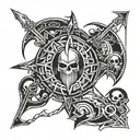 Incorporate elements from Magic the Gathering into a Viking-inspired tattoo design tattoo design idea