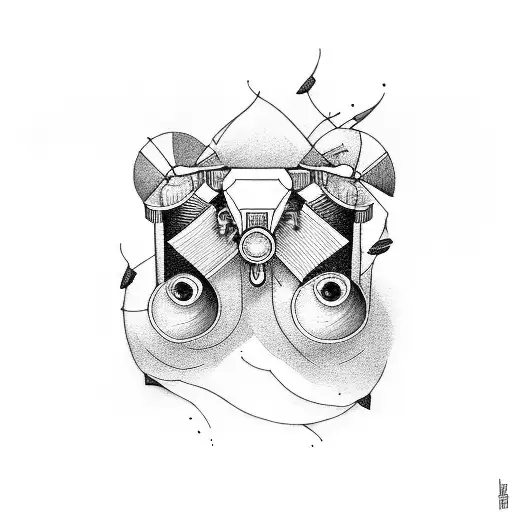 photo camera, drumsticks, plane tattoo design idea