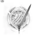  broken sword wikatana that  on the blade is text set your heart ablaze  tattoo design idea