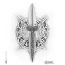  broken sword wikatana that  on the blade is text set your heart ablaze  tattoo design idea