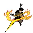  broken sword with fire around it and on the blade is text set your heart ablaze  tattoo design idea