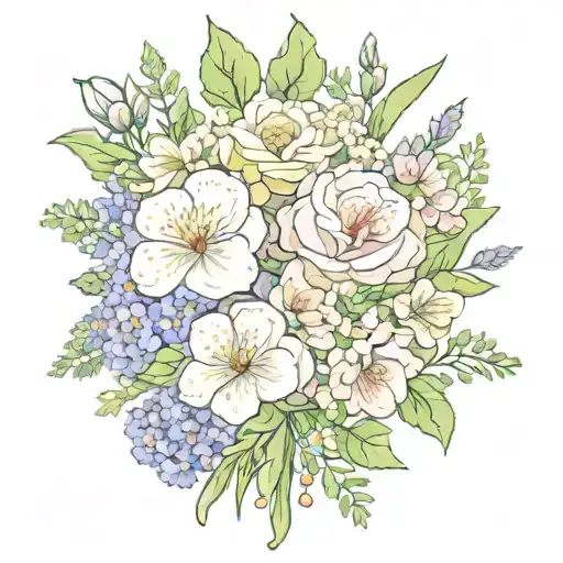 Birth Flowers Of February March April December birth flower bouquet tattoo design idea