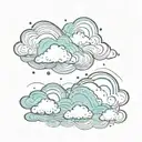 Clouds with rain and sea waves tattoo design idea