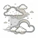 Clouds with rain and sea waves tattoo design idea