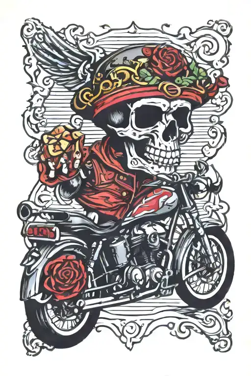 chopper biker dice cards skull tattoo tattoo design idea