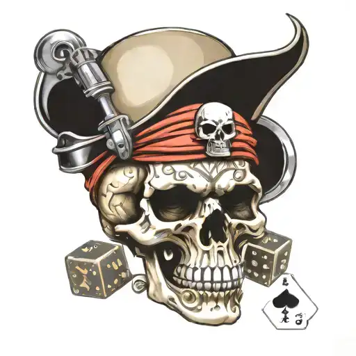 chopper biker dice cards skull tattoo design idea