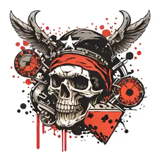 chopper biker dice cards skull tattoo design idea