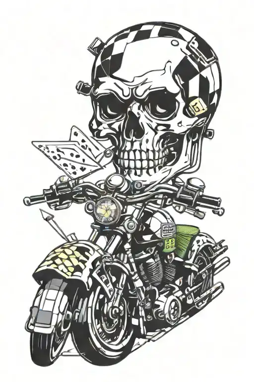 chopper, motorcycle, biker, dice, cards, skull, tattoo tattoo design idea