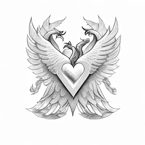 Phoenix holding a human heart with willingness tattoo tattoo design idea