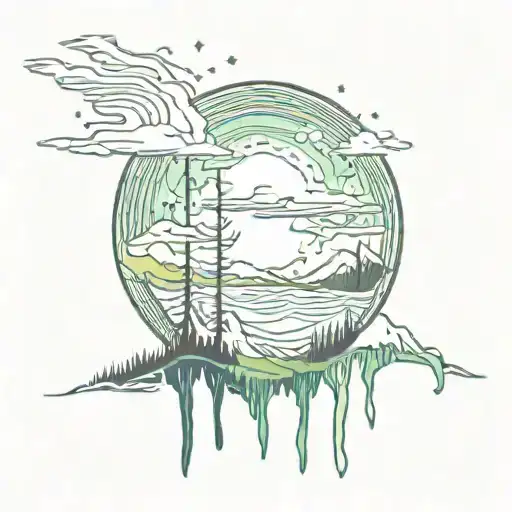 aurora borealis small tattoo design idea