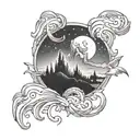 aurora borealis small tattoo design idea