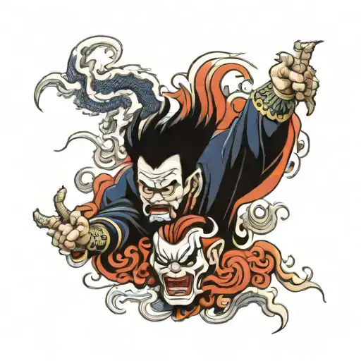 raijin thunder god tattoo design idea