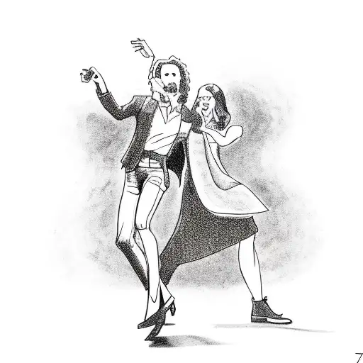 70s themed art party. people dancing and taking drugs and partying.  tattoo design idea