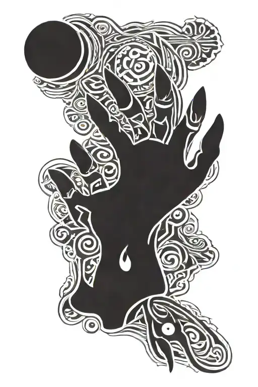 Hand with Bear paw in palm tattoo design idea