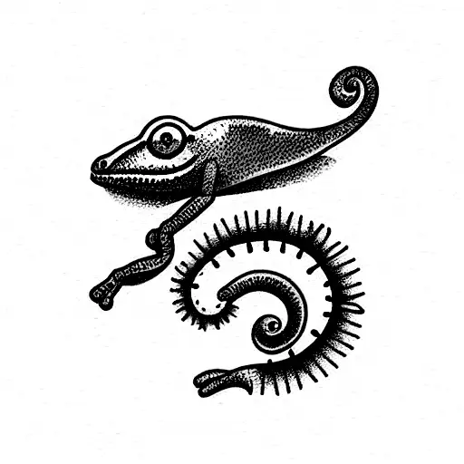 small cute chameleon tattoo design idea