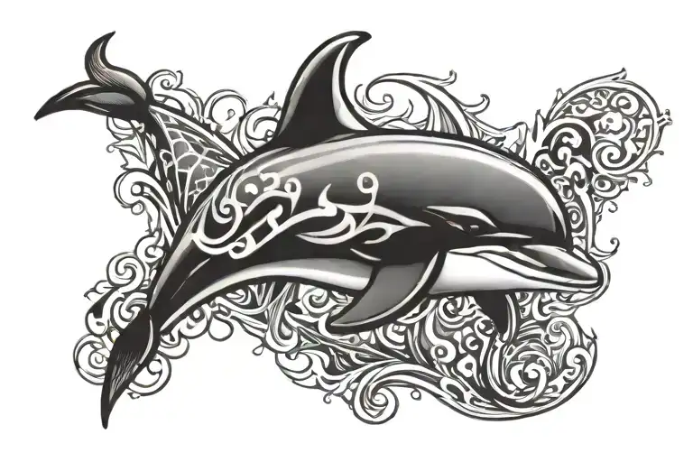 dolphin shadow tattoo design idea