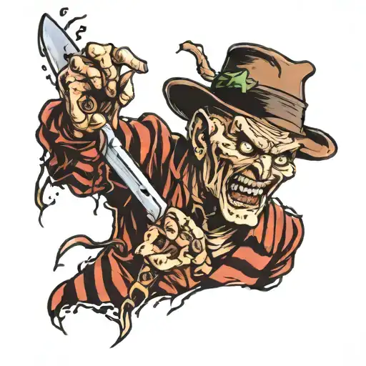 Freddy Krueger ripping out of my back tattoo design idea