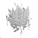 psychedelic Leafes and plants tattoo design idea