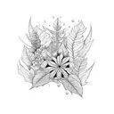 psychedelic Leafes and plants tattoo design idea