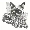 black cat with machine gun  tattoo design idea