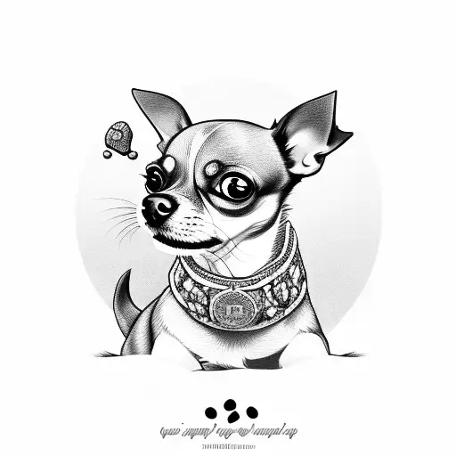 Chihuahua dog with smile and cookie  tattoo design idea