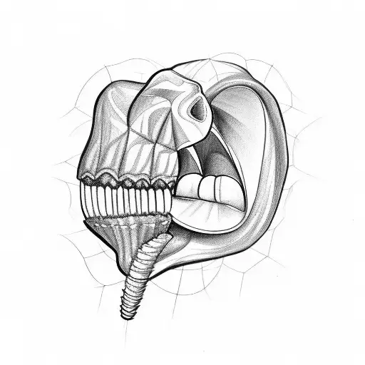 sketch of a molar from the side, structural lines tattoo design idea