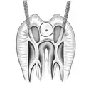 Molar tooth with roots, structural tattoo design idea