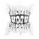 Molar tooth with roots, structural tattoo design idea