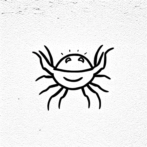 micropipette, sun and crab tattoo design idea