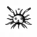 micropipette, sun and crab tattoo design idea