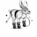 Bambi with roller skates on his feet tattoo design idea