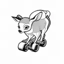 Bambi with roller skates on his feet tattoo design idea