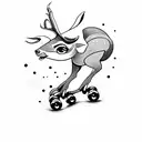 Bambi with roller skates on his feet tattoo design idea