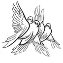 three doves flying  tattoo design idea