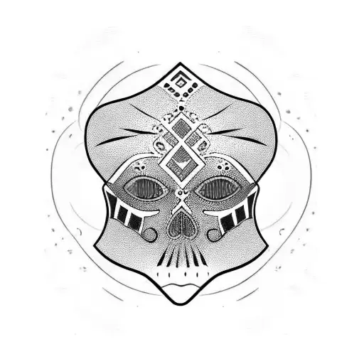 luchador mask with a dia de los muertos style tattoo design idea