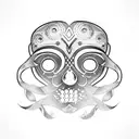 luchador mask with a dia de los muertos style tattoo design idea
