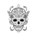 luchador mask with a dia de los muertos style tattoo design idea