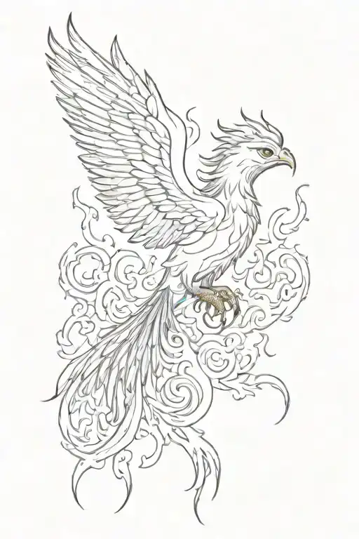 phoenix and fire flames tattoo design idea
