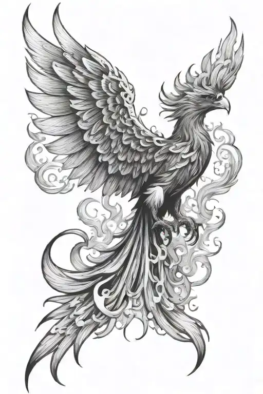 phoenix and fire flames tattoo design idea