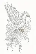phoenix and fire flames tattoo design idea
