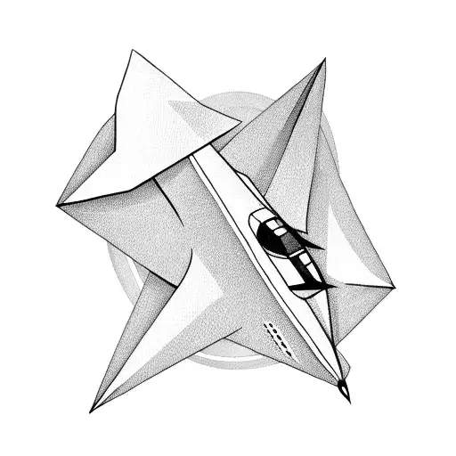 paper plane with shadow of a jet tattoo design idea