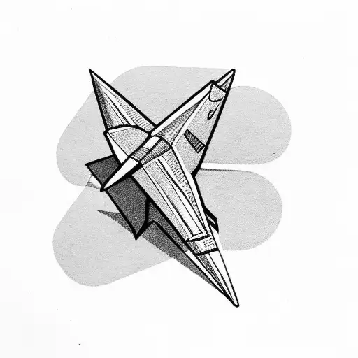 paper plane with shadow of a jet tattoo design idea