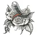 a red rose with scorpion and a pheniox wings wrapped loosely tattoo design idea