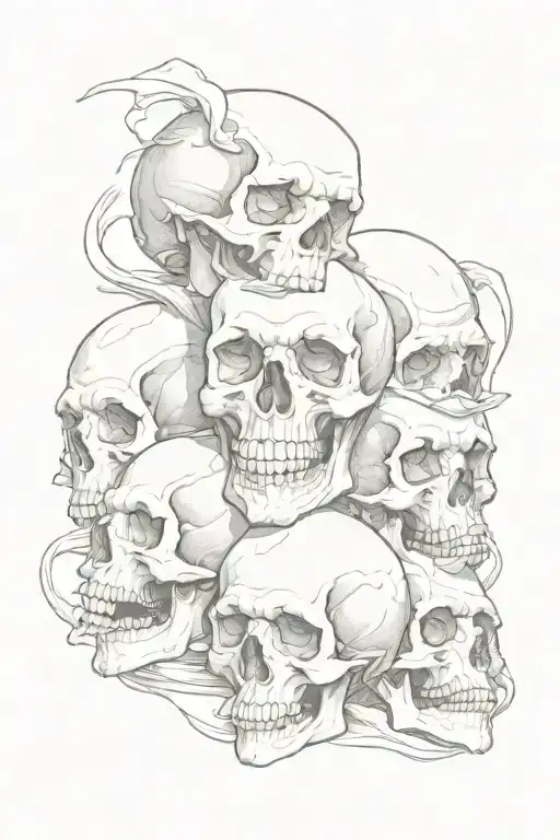 Hear no evil, speak no evil. See no evil skulls top to bottom tattoo design idea