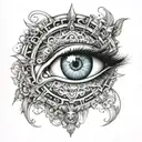 Design a 1/4 sleeve tattoo with third eye and enlightenment inspiration with a similar style to artist alex gray tattoo design idea