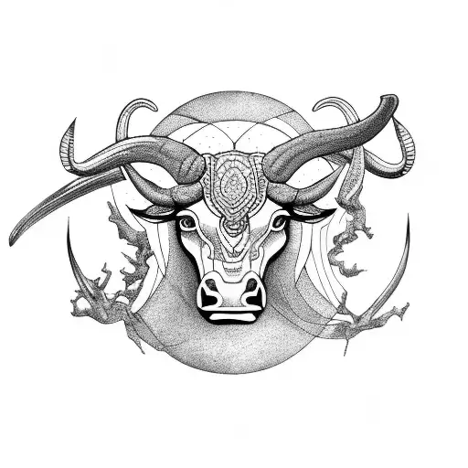 Taurus and mother earth tattoo design idea